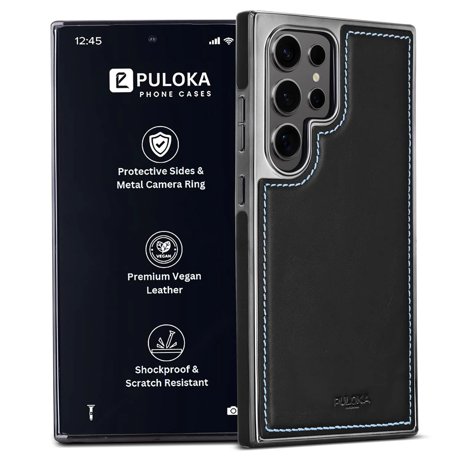 PULOKA Chrome Leather Back Case - Compatible with Samsung Galaxy S23 Ultra
